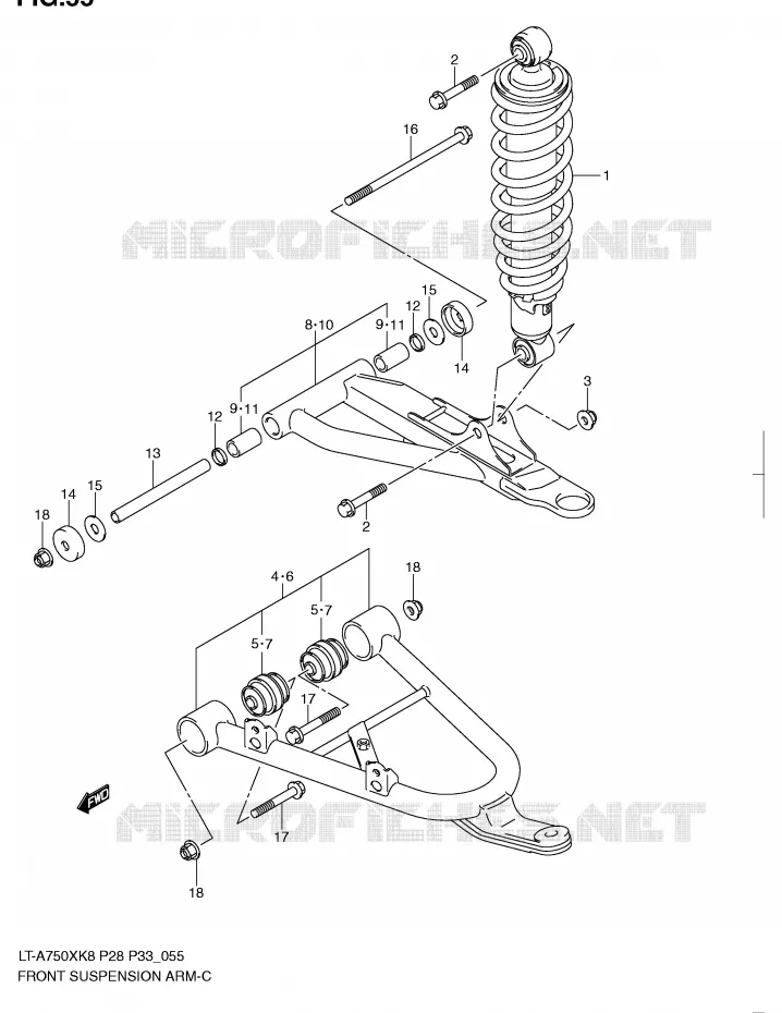 BRAS SUSPENSION AVANT Suzuki QUAD 750 KINGQUAD 2008  LT-A750XZK8(P28/P33)