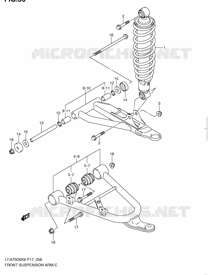 BRAS SUSPENSION AVANT Suzuki QUAD 750 KINGQUAD 2009  LT-A750XK9(P17)