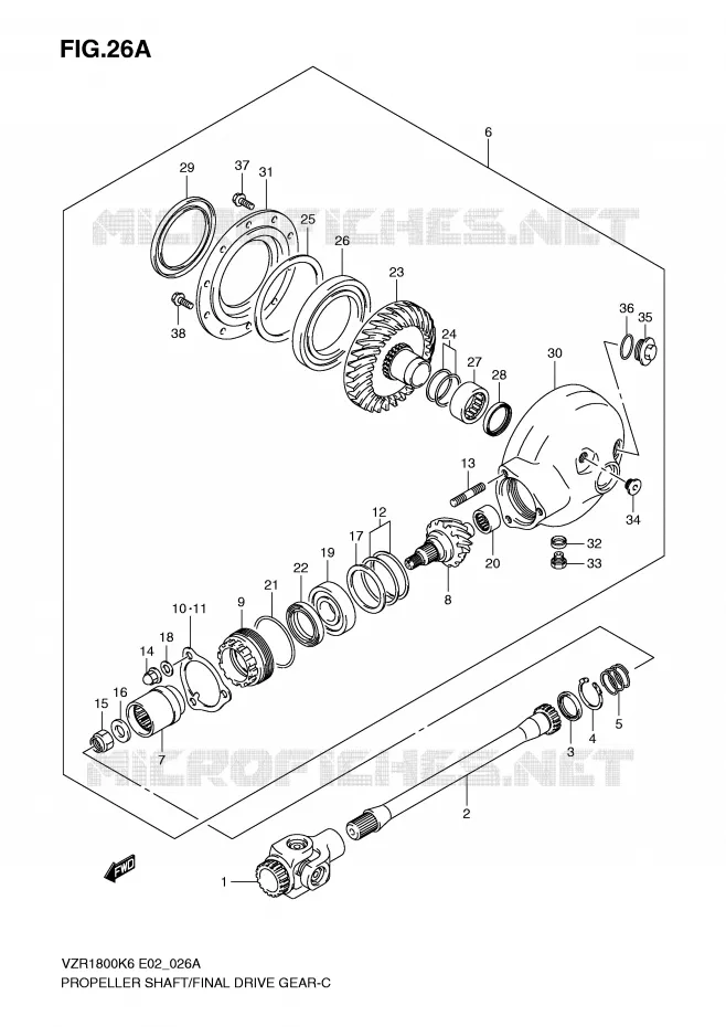 CARDAN - COUPLE CONIQUE (MODEL K8/K9) Suzuki MOTO 1800 INTRUDER 2007  VZR1800ZU2K7(E2)