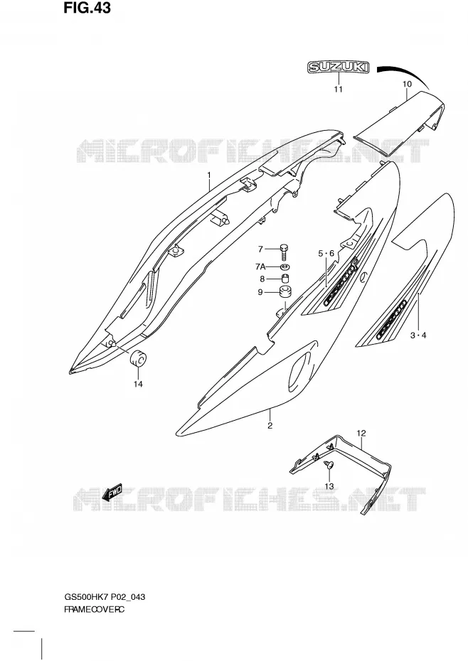 CARENAGES (MODEL K7) Suzuki MOTO 500 GS-F 2007  GS500FMK7(P02)