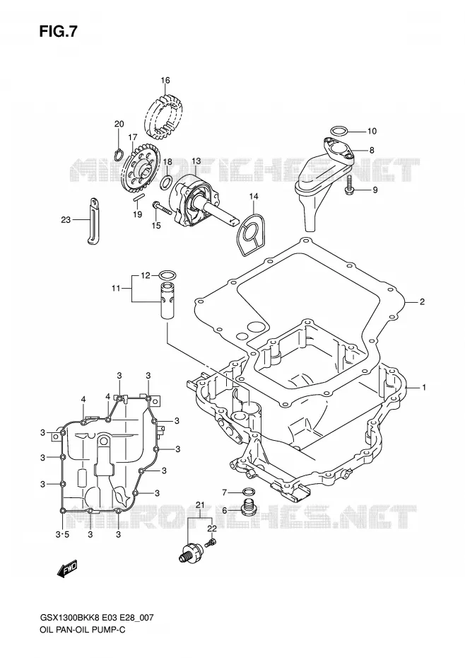 CARTER INFERIEUR - POMPE A HUILE Suzuki MOTO 1300 B-KING 2009  GSX1300BKAK9(E3/E28)