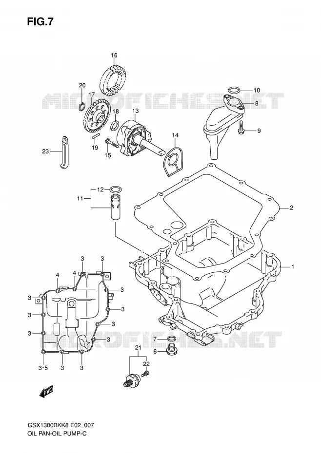 CARTER INFERIEUR - POMPE A HUILE Suzuki MOTO 1300 B-KING 2009  GSX1300BKAUFK9(E2)