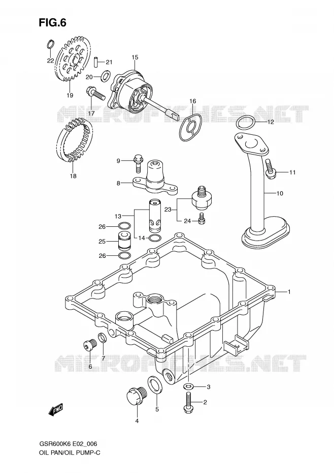 CARTER INFERIEUR - POMPE A HUILE Suzuki MOTO 600 GSR 2010  GSR600AL0(E2)