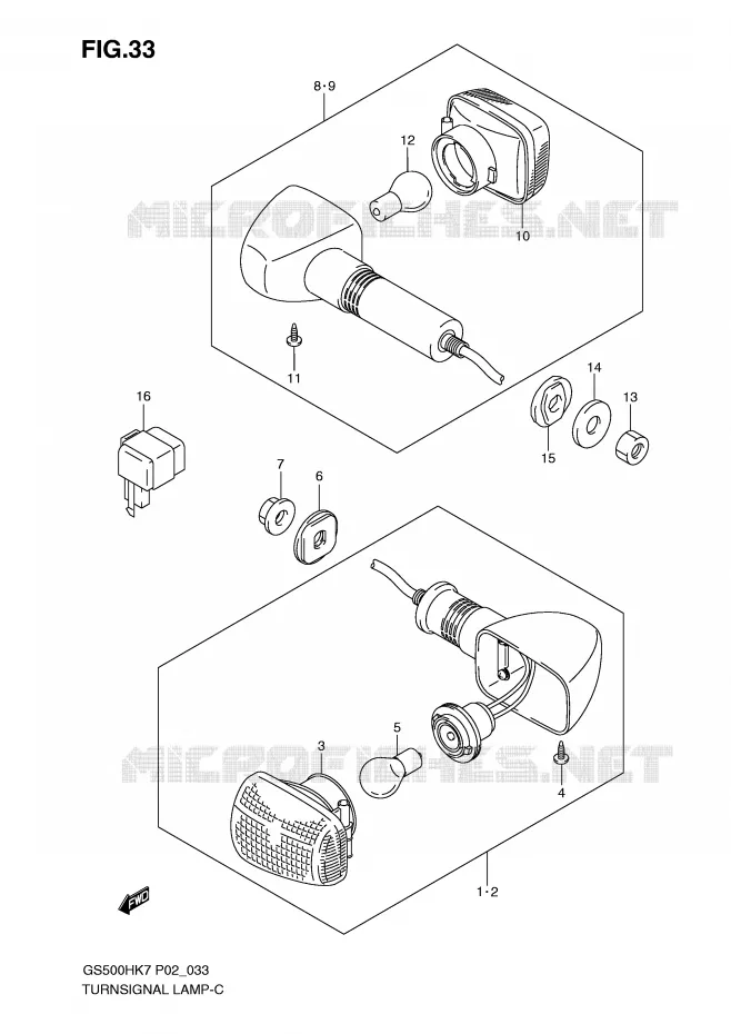 CLIGNOTANTS (GS500FH P2, P19, P24, P54, GS500FM P19) Suzuki MOTO 500 GS-F 2007  GS500FHK7(P02)