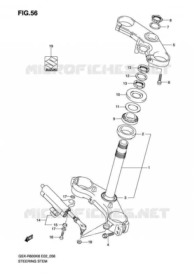COLONNE DE DIRECTION Suzuki MOTO 600 GSX-R 2010  GSX-R600L0(E2)