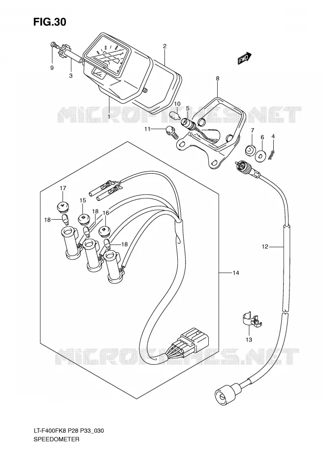 COMPTEUR (MODEL K8/K9) Suzuki QUAD 400 KINGQUAD 2010  LT-F400FUL0(P28/P33)