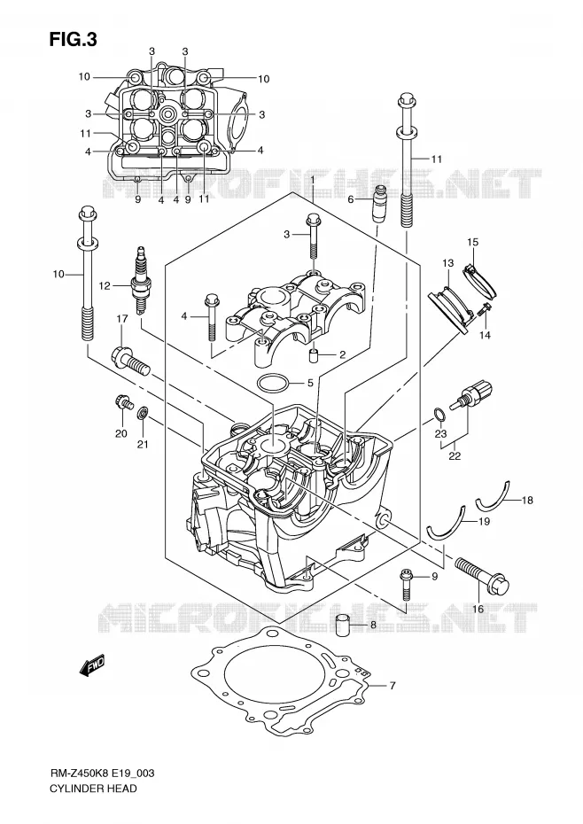 CULASSE Suzuki MOTO 450 RM-Z 2009  RM-Z450K9(E19)