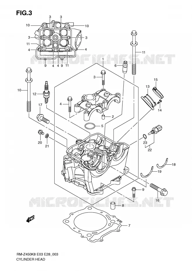 CULASSE Suzuki MOTO 450 RM-Z 2011  RM-Z450L1(E3/E28)