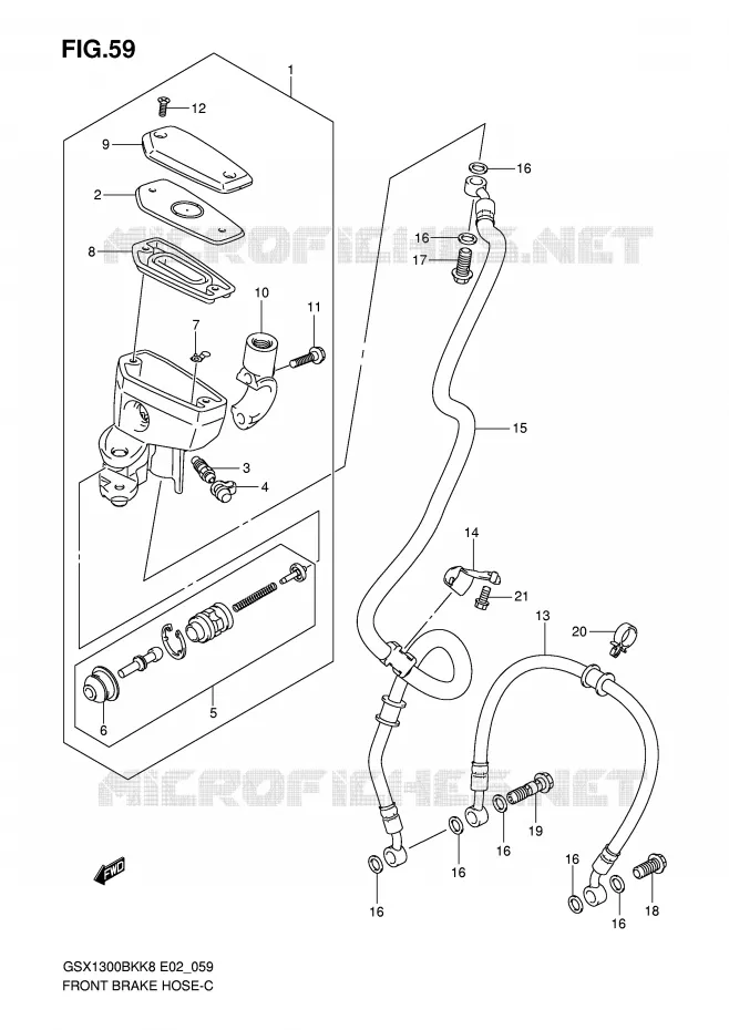 DURITE DE FREIN AVANT (GSX1300BKK8/U2K8/K9/UFK9/L0/UFL0) Suzuki MOTO 1300 B-KING 2010  GSX1300BKUFL0(E2)
