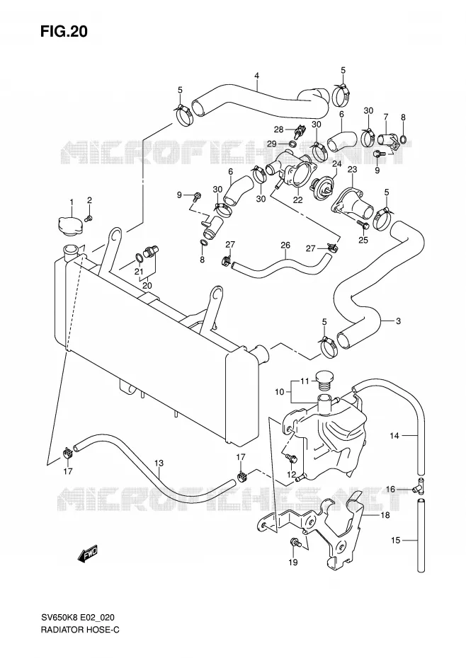DURITE DE RADIATEUR Suzuki MOTO 650 SV 2008  SV650SUK8(E2)