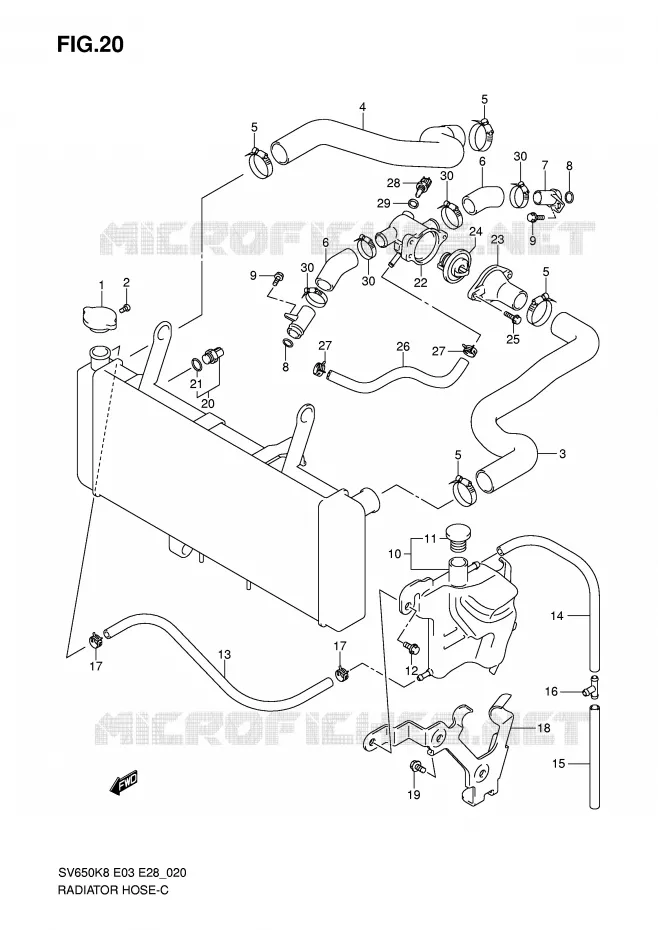 DURITE DE RADIATEUR Suzuki MOTO 650 SV 2009  SV650K9(E3/E28)