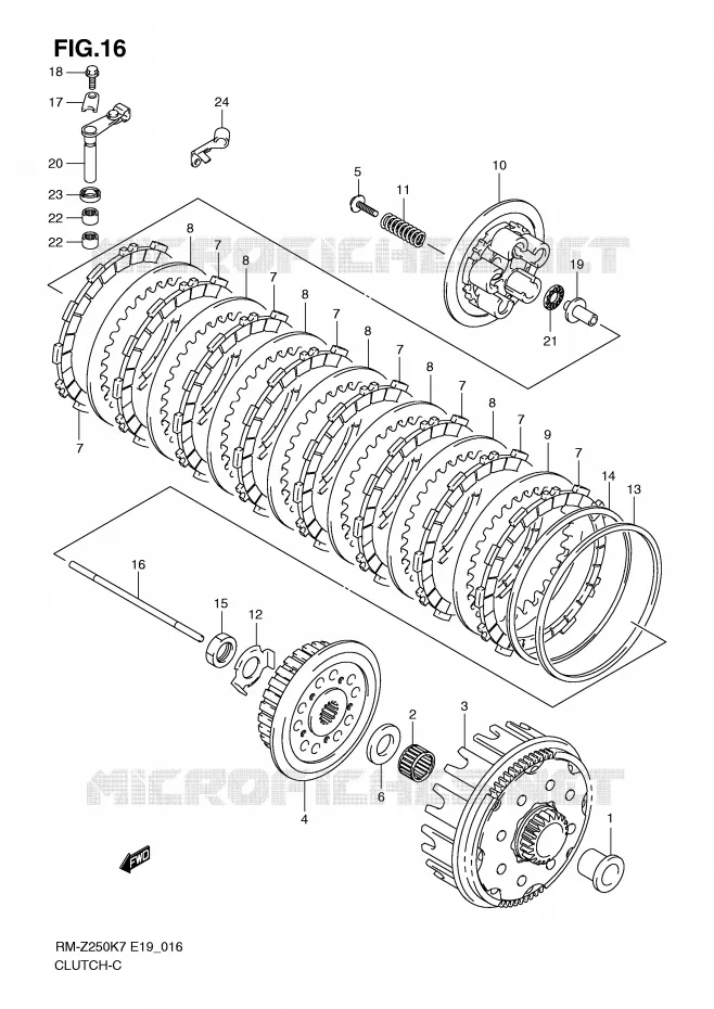 EMBRAYAGE (MODEL K7) Suzuki MOTO 250 RM-Z 2009  RM-Z250K9(E19)