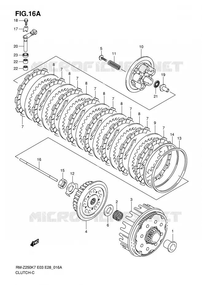 EMBRAYAGE (MODEL K8/K9) Suzuki MOTO 250 RM-Z 2007  RM-Z250K7(E3/E28)