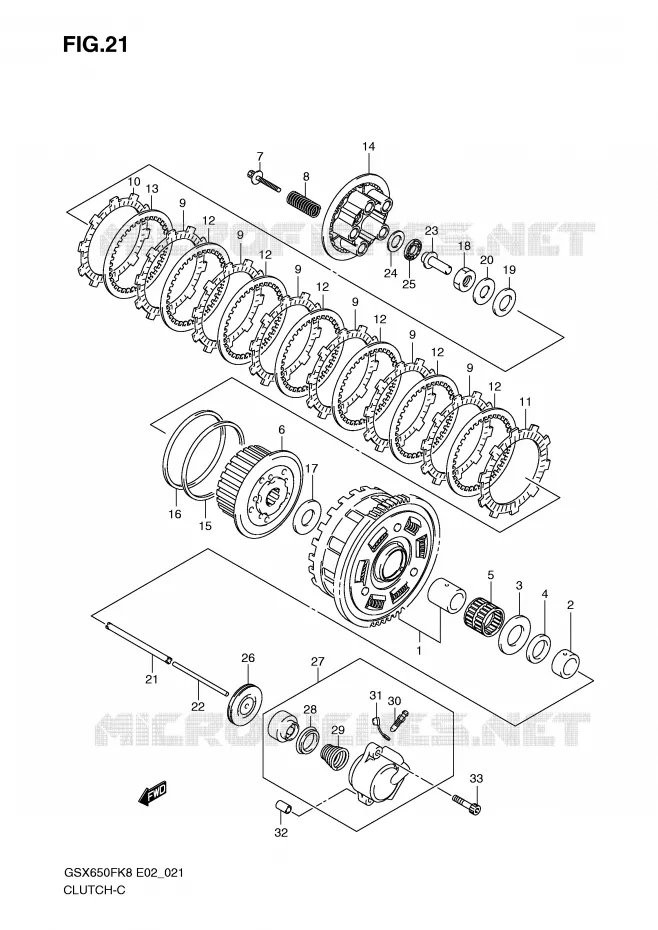 EMBRAYAGE (MODEL K8) Suzuki MOTO 650 GSX-F 2010  GSX650FAL0(E2)