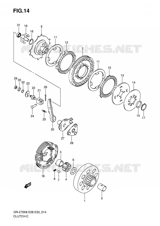 EMBRAYAGE Suzuki MOTO 70 DR-Z 2012  DR-Z70L0(E28/E33)