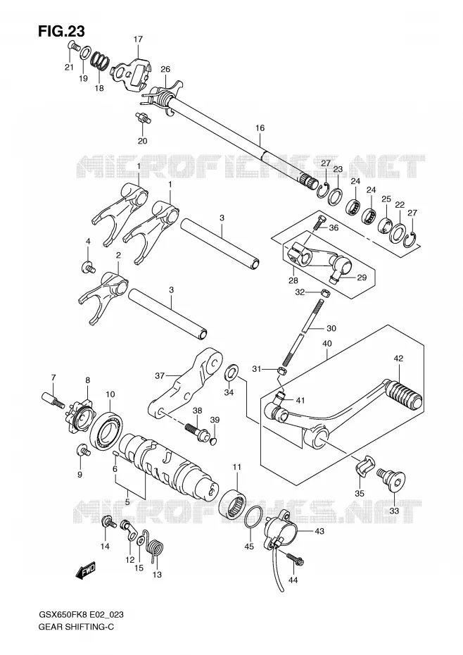 ENSEMBLE DE SELECTION DE VITESSES (MODEL K8) Suzuki MOTO 650 GSX-F 2010  GSX650FUAL0(E2)