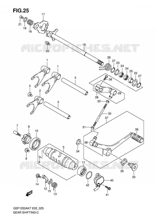 ENSEMBLE DE SELECTION DE VITESSES Suzuki MOTO 1250 BANDIT-S 2009  GSF1250SAZK9(E2)