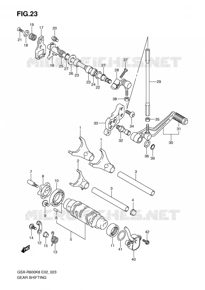 ENSEMBLE DE SELECTION DE VITESSES Suzuki MOTO 600 GSX-R 2008  GSX-R600U2K8(E2)
