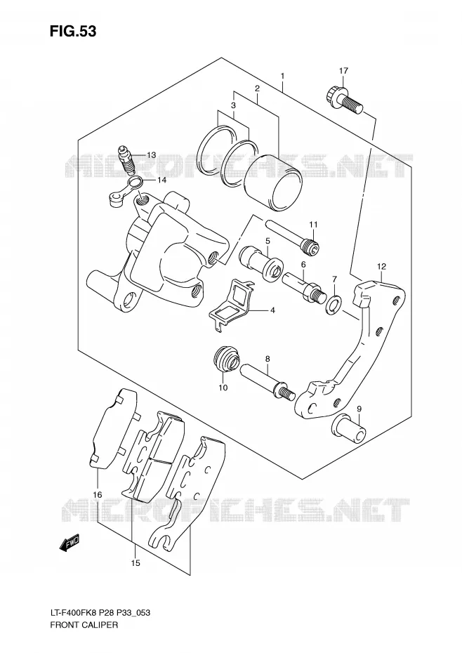 ETRIER DE FREIN AVANT Suzuki QUAD 400 KINGQUAD 2008  LT-F400FK8(P28/P33)