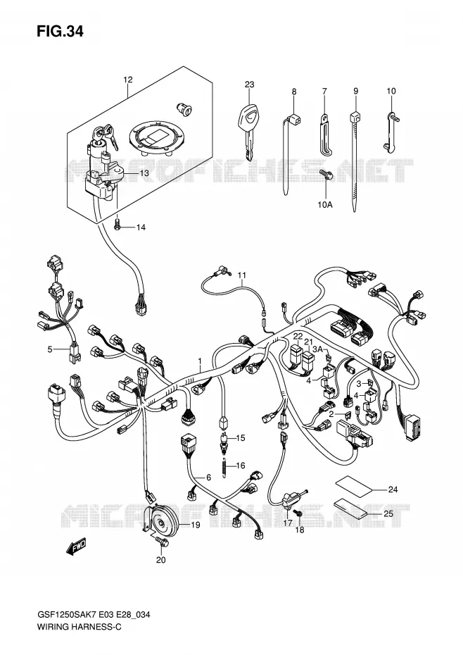 FAISCEAU ELECTRIQUE (GSF1250SAK7/SAK8/SAK9) Suzuki MOTO 1250 BANDIT-S 2007  GSF1250SAK7(E3/E28)