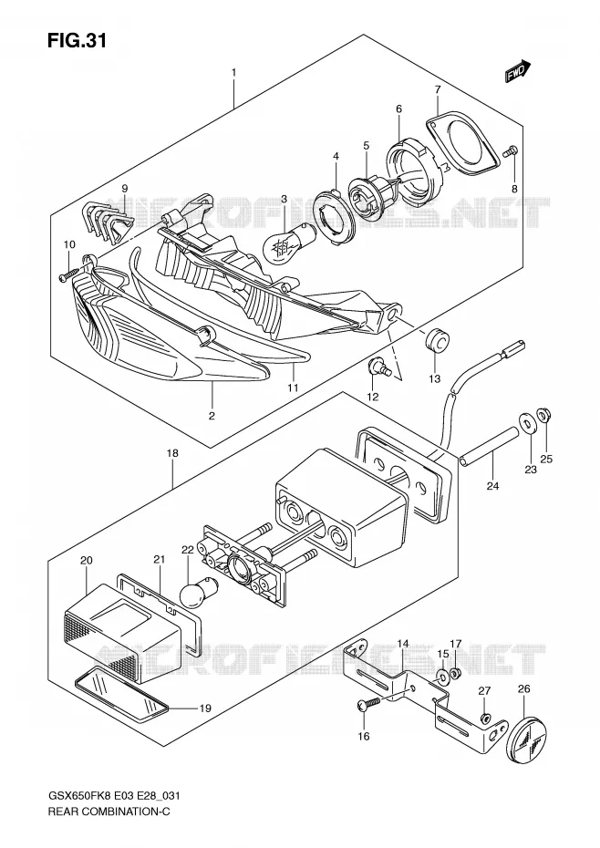 FEU ARRIERE Suzuki MOTO 650 GSX-F 2008  GSX650FK8(E3/E28)