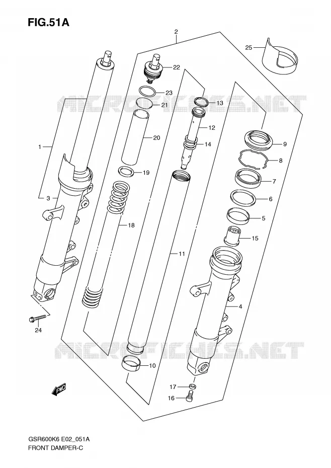 FOURCHE (MODEL K8/K9/L0) Suzuki MOTO 600 GSR 2007  GSR600AK7(E2)
