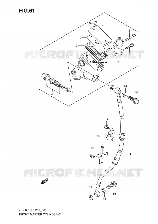 MAITRE CYLINDRE AVANT (GS500FHK7/FM/K7/FHK8) Suzuki MOTO 500 GS-E 2007  GS500HK7(P02)