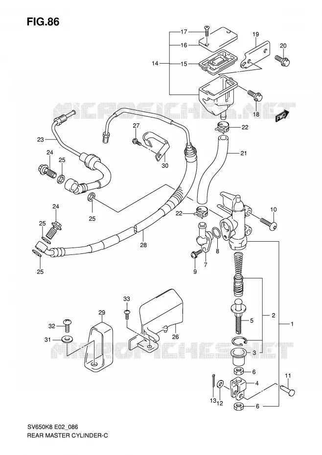 MAITRE CYLINDRE DE FREIN ARRIERE (SEE NOTE) Suzuki MOTO 650 SV 2009  SV650K9(E2)