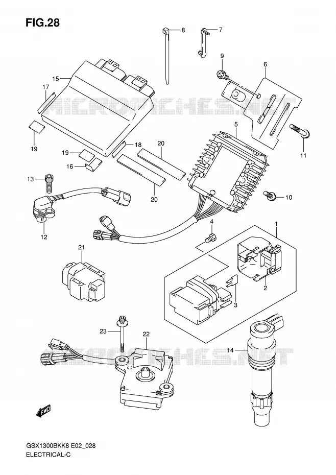 PARTIE ELECTRIQUE (E2/E19/E24) Suzuki MOTO 1300 B-KING 2010  GSX1300BKU2K8(E2)