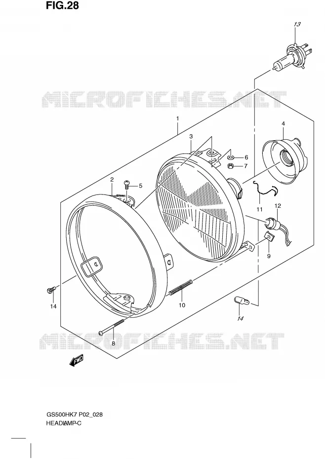 PHARE (GS500H P2, P19, P54, GS500HU P19) Suzuki MOTO 500 GS-F 2007  GS500FHK7(P02)