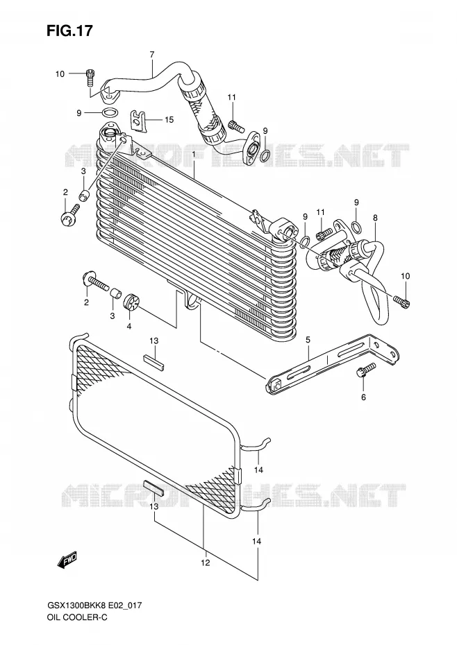 RADIATEUR D'HUILE Suzuki MOTO 1300 B-KING 2010  GSX1300BKU2K8(E2)
