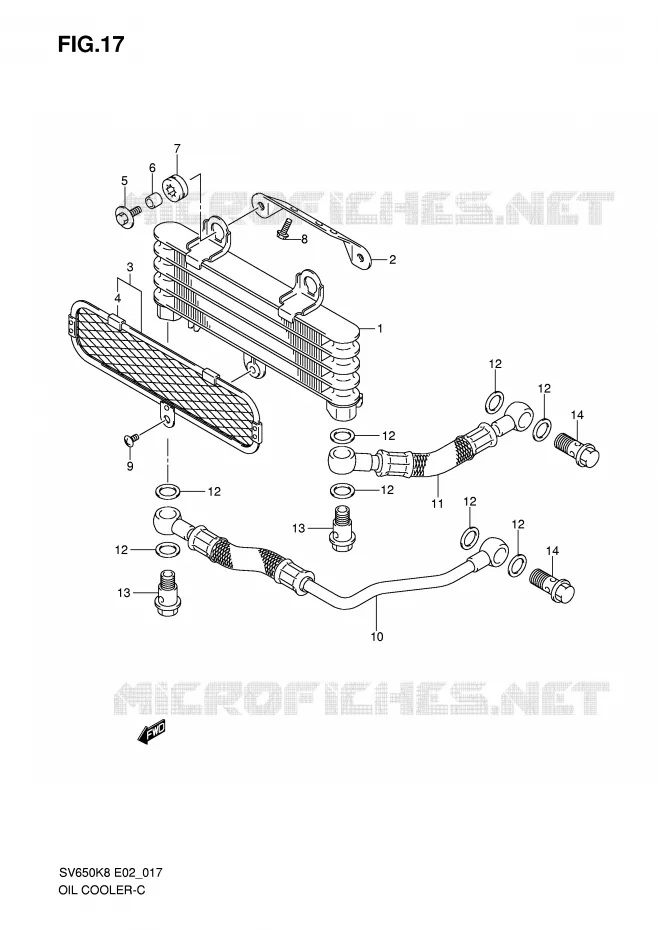 RADIATEUR D'HUILE Suzuki MOTO 650 SV 2010  SV650SUL0(E2)