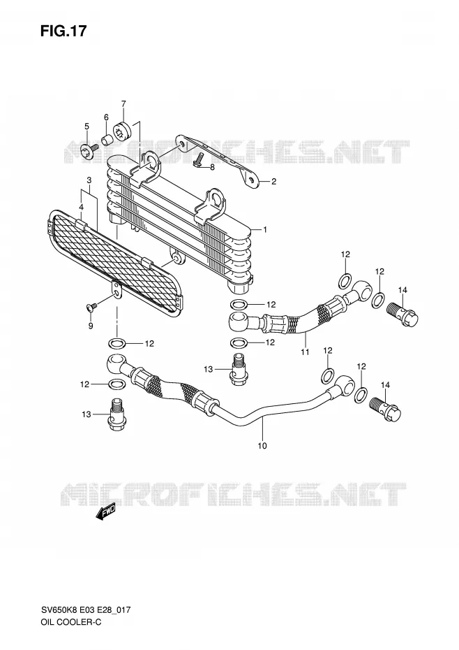RADIATEUR D'HUILE Suzuki MOTO 650 SV-S 2010  SV650SL0(E3/E28)
