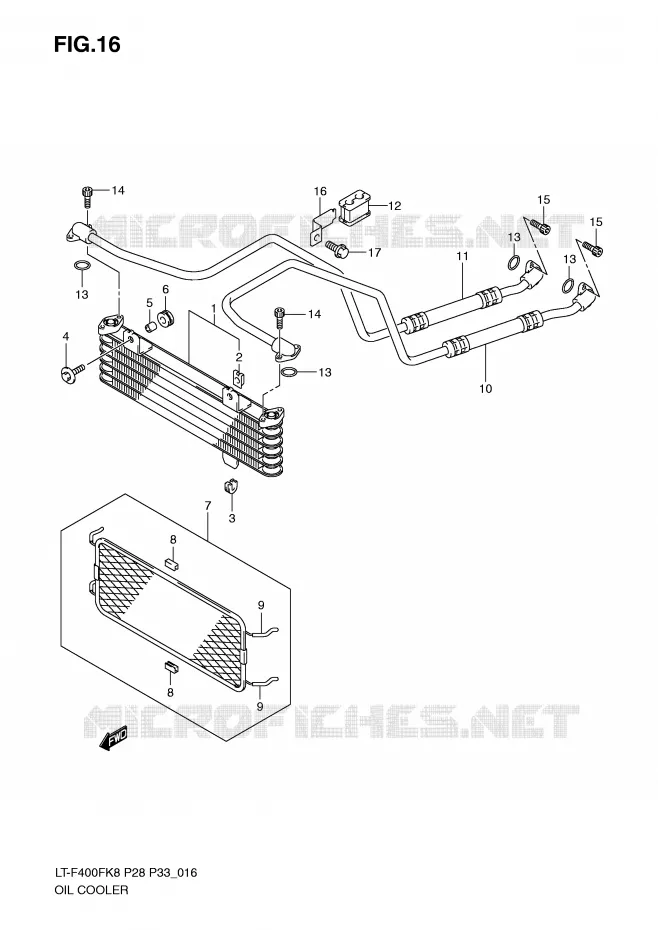 RADIATEUR D'HUILE Suzuki QUAD 400 KINGQUAD 2010  LT-F400FL0(P28/P33)