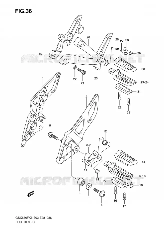 REPOSE PIED Suzuki MOTO 650 GSX-F 2010  GSX650FL0(E3/E28)