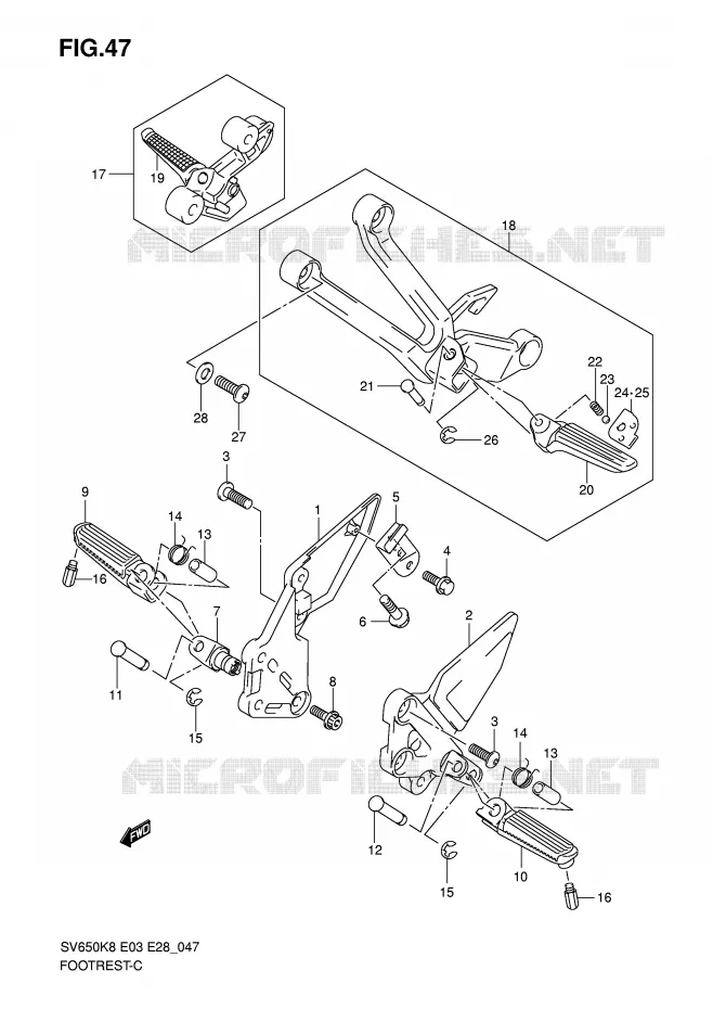 REPOSE PIED Suzuki MOTO 650 SV 2009  SV650SK9(E3/E28)