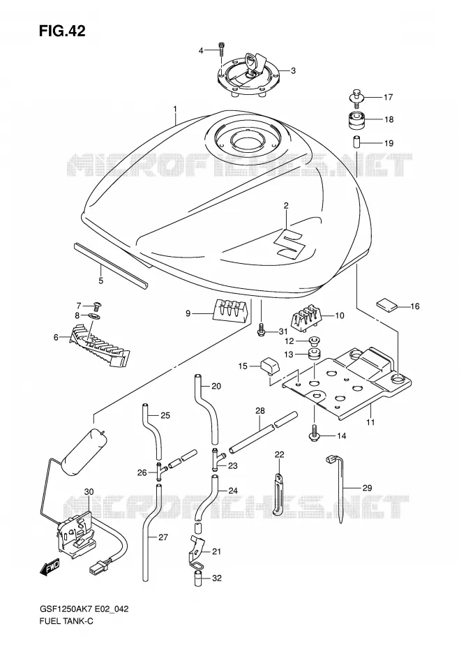 RESERVOIR D'ESSENCE (MODEL K7/K8) Suzuki MOTO 1250 BANDIT-S 2010  GSF1250SAL0(E2)