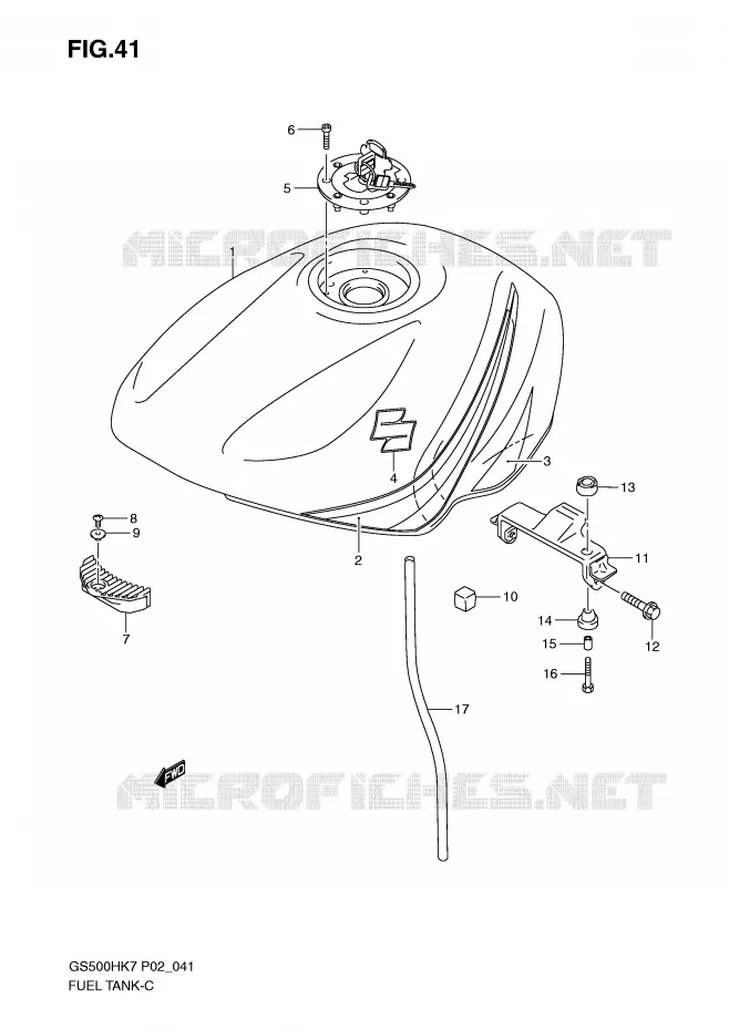 RESERVOIR D'ESSENCE (MODEL K7) Suzuki MOTO 500 GS-F 2007  GS500FMK7(P02)