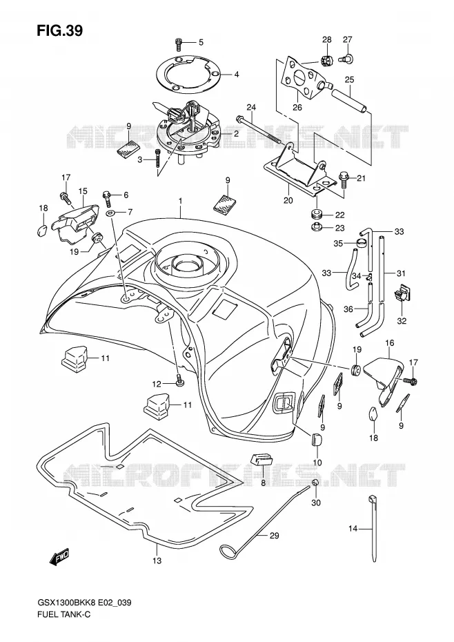 RESERVOIR D'ESSENCE (MODEL K8/K9) Suzuki MOTO 1300 B-KING 2008  GSX1300BKAU2K8(E2)