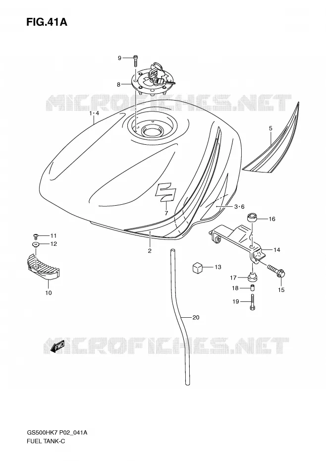 RESERVOIR D'ESSENCE (MODEL K8) Suzuki MOTO 500 GS-E 2007  GS500HUK7(P02)