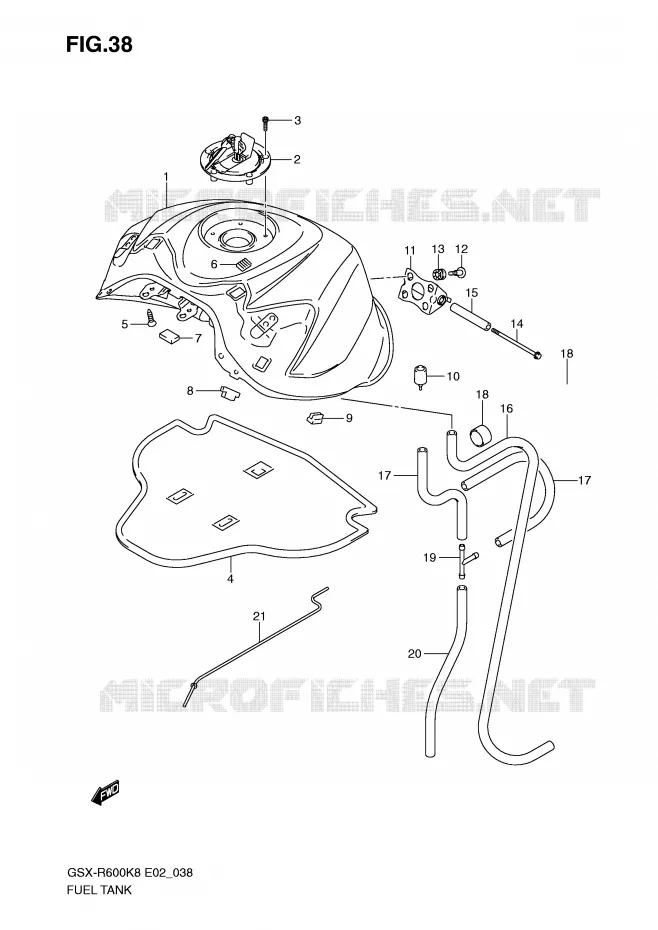 RESERVOIR D'ESSENCE (MODEL K8) Suzuki MOTO 600 GSX-R 2010  GSX-R600UFL0(E2)