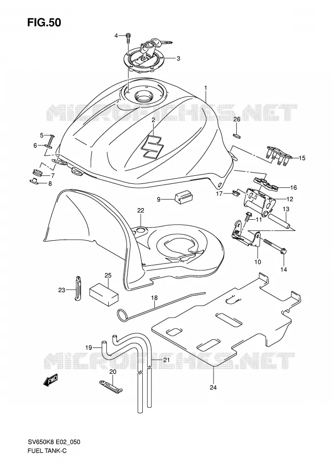 RESERVOIR D'ESSENCE (MODEL K8) Suzuki MOTO 650 SV 2009  SV650SK9(E2)