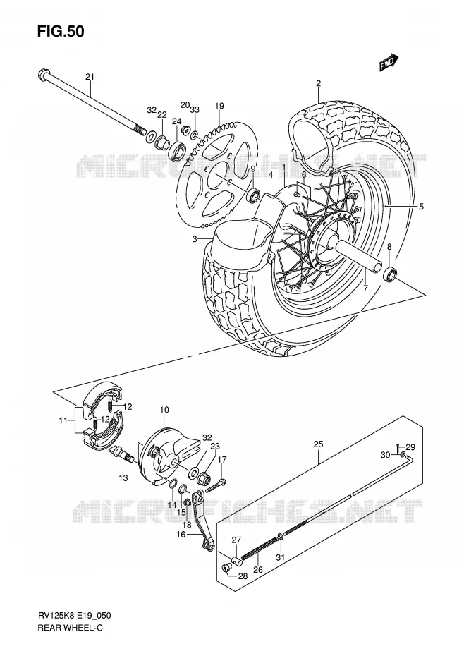 ROUE ARRIERE Suzuki MOTO 125 VAN-VAN 2009  RV125K9(E19)