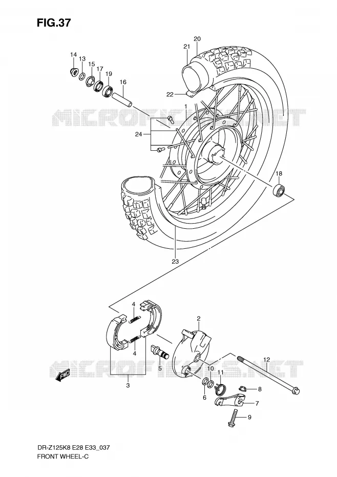 ROUE AVANT (DR-Z125) Suzuki MOTO 125 DR-Z 2010  DR-Z125L0(E28/E33)