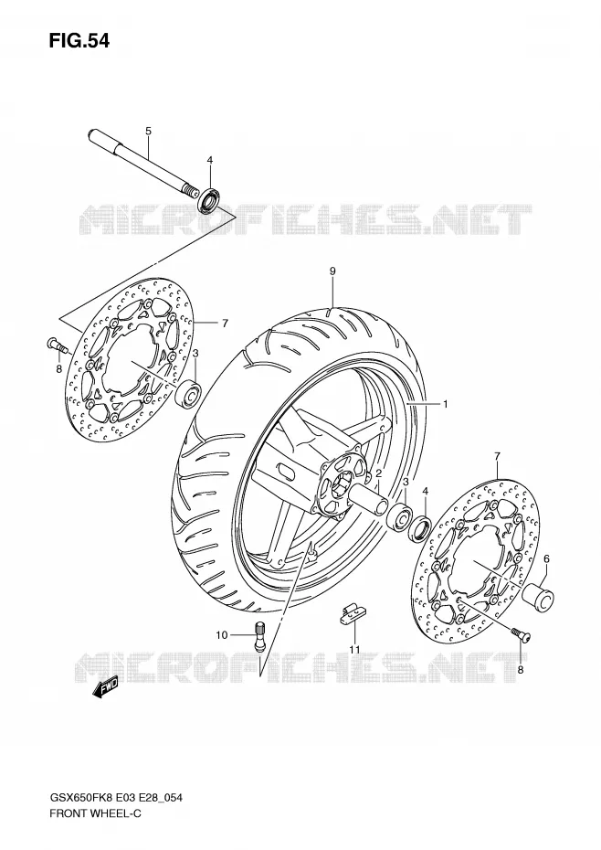 ROUE AVANT (GSX650FK8/K9/L0) Suzuki MOTO 650 GSX-F 2009  GSX650FK9(E3/E28)