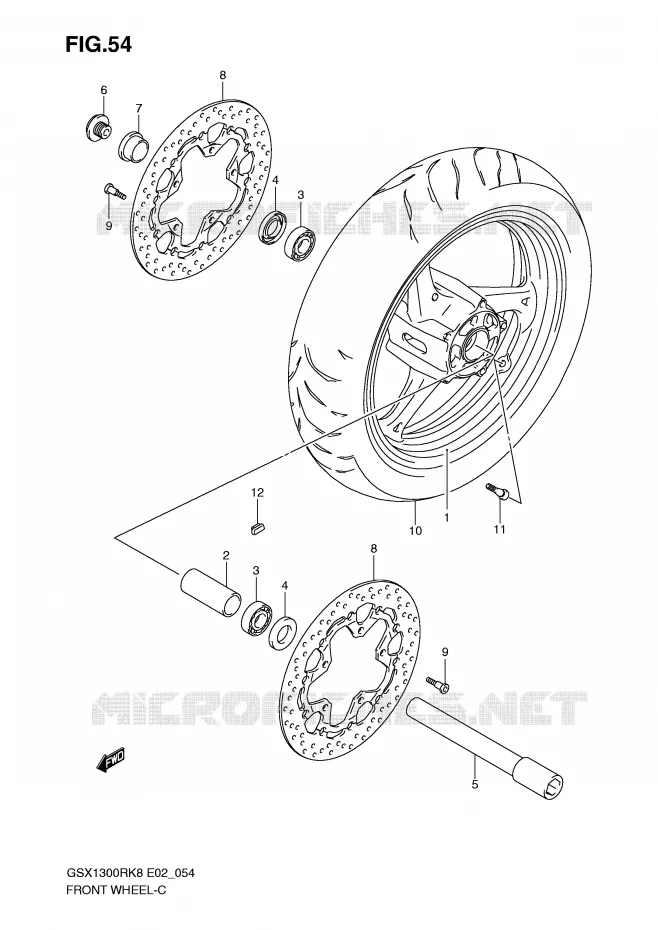 ROUE AVANT (MODEL K8/K9) Suzuki MOTO 1300 HAYABUSA 2010  GSX1300RL0(E2)