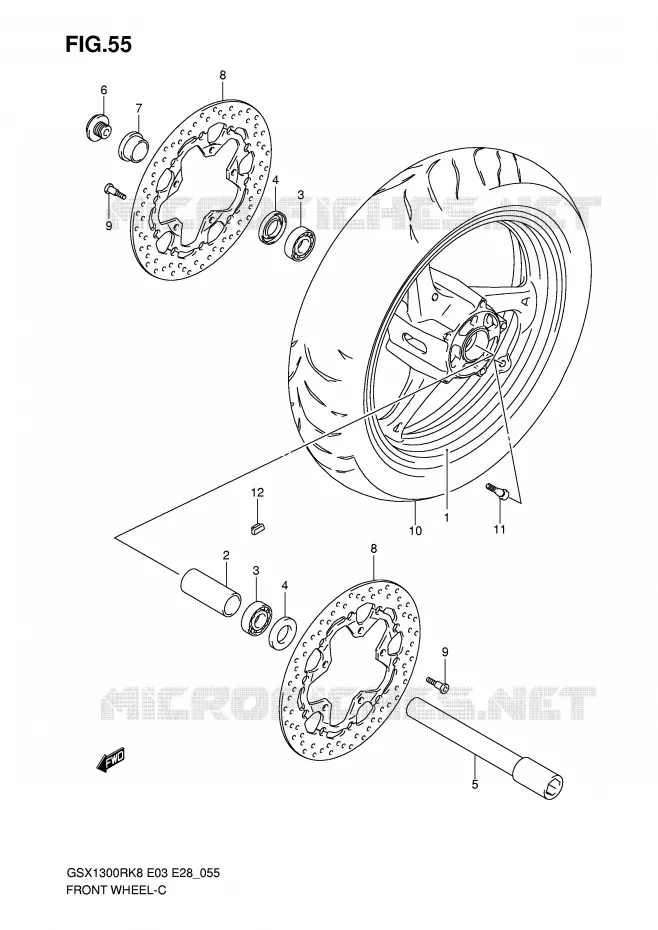 ROUE AVANT (MODEL K8/K9) Suzuki MOTO 1300 HAYABUSA 2010  GSX1300RL0(E3/E28)