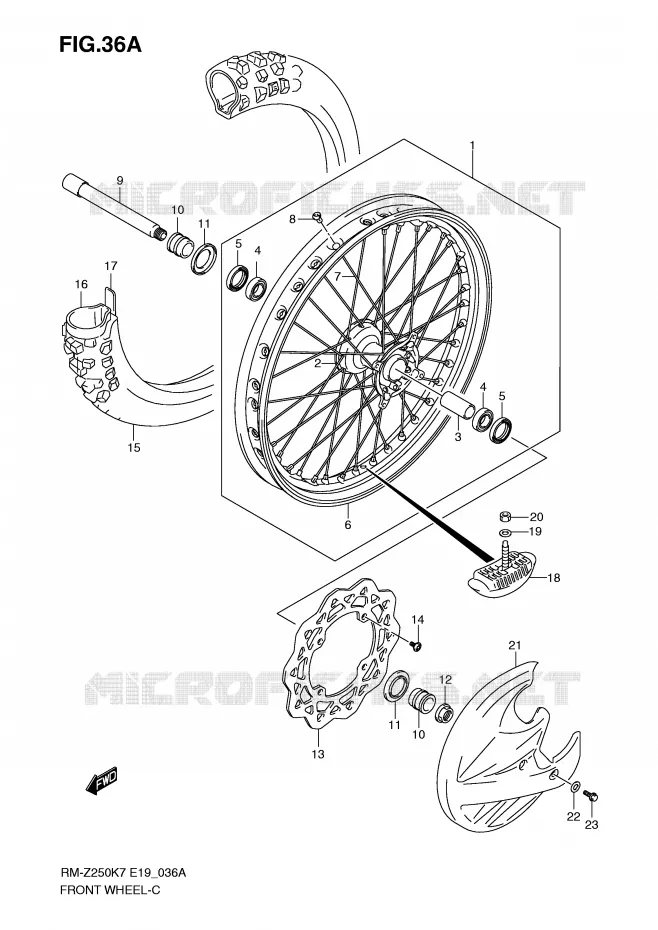 ROUE AVANT (MODEL K8/K9) Suzuki MOTO 250 RM-Z 2009  RM-Z250K9(E19)
