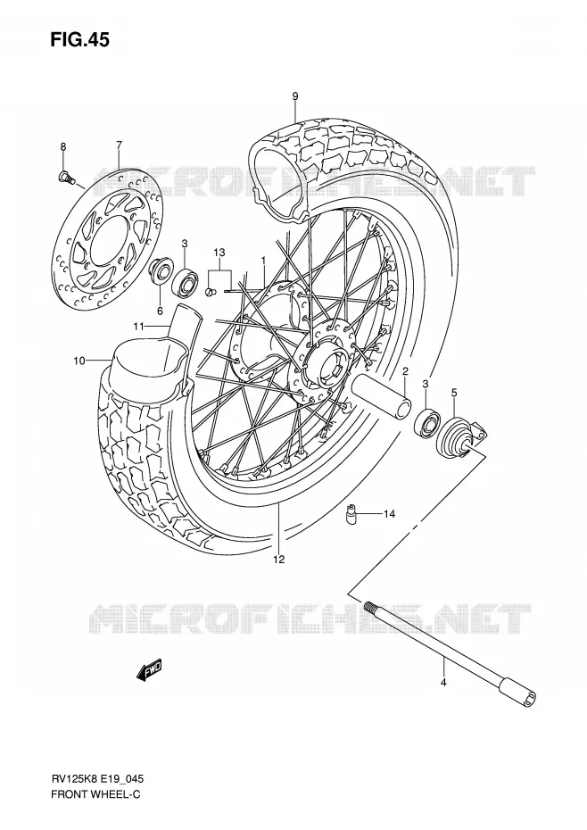 ROUE AVANT Suzuki MOTO 125 VAN-VAN 2008  RV125K8(E19)