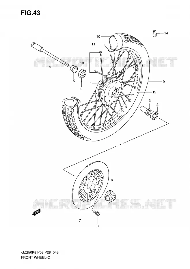 ROUE AVANT Suzuki MOTO 250 MARAUDER 2009  GZ250K9(P3)